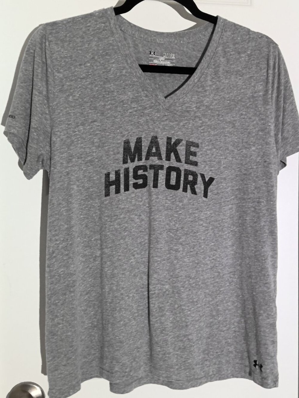 Under Armour Women's Grey and Black Heat Gear Shirt
